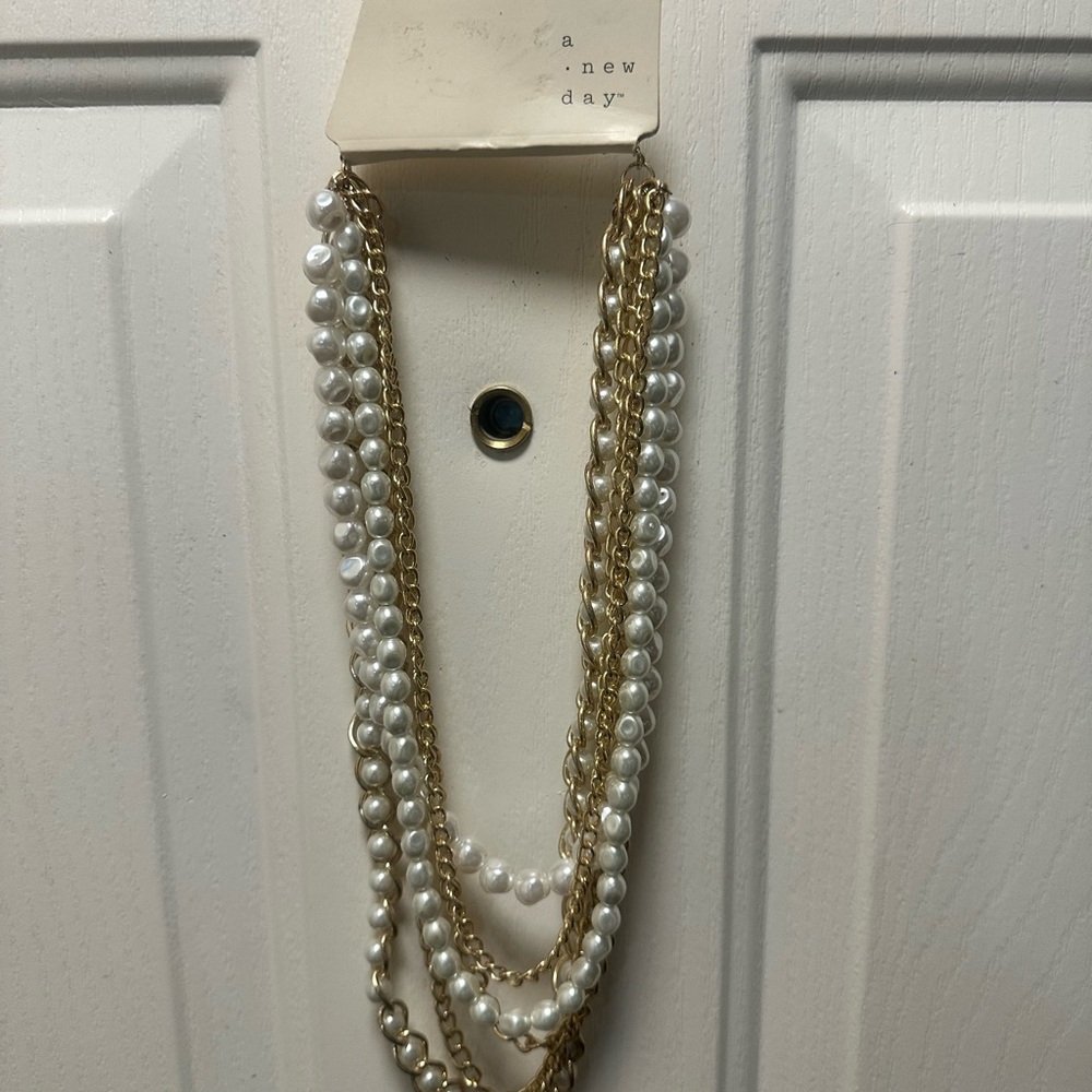 A New Day Gold and Cream Multi-Strand Necklace